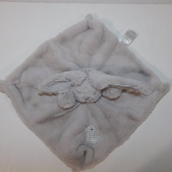 Gingerlilly Gray Plush Bunny Rabbit Gingham Duck Security Blanket Baby lovey - Picture 3 of 7